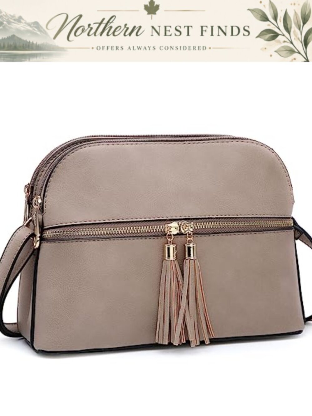Vegan Leather Tassel Crossbody Bag Multi Pocket Travel Purse